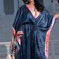 Noroke Modal Steel Blue Printed Long Kaftan | Swadesiicart