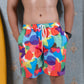 Noroke Sustainable fabric | Poly elastane Red Geometric Patterned Men Board Shorts | Swadesiicart