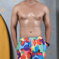 Noroke Sustainable fabric | Poly elastane Red Geometric Patterned Men Board Shorts | Swadesiicart