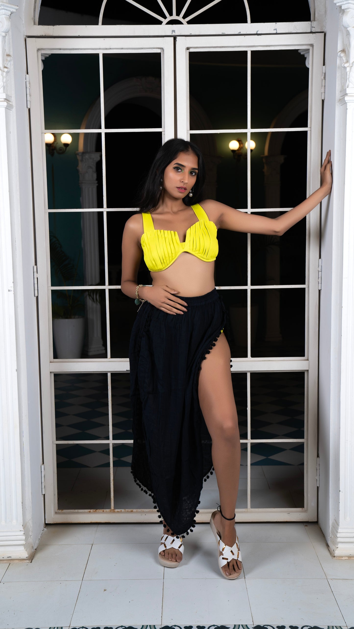 Noroke Cotton Crepe Pom Pom Beach Wear Skirt | Swadesiicart