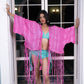 Noroke Crepe Fringes Beachwear Cover Up - Pink | Swadesiicart