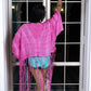 Noroke Crepe Fringes Beachwear Cover Up - Pink | Swadesiicart