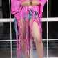 Noroke Crepe Fringes Beachwear Cover Up - Pink | Swadesiicart