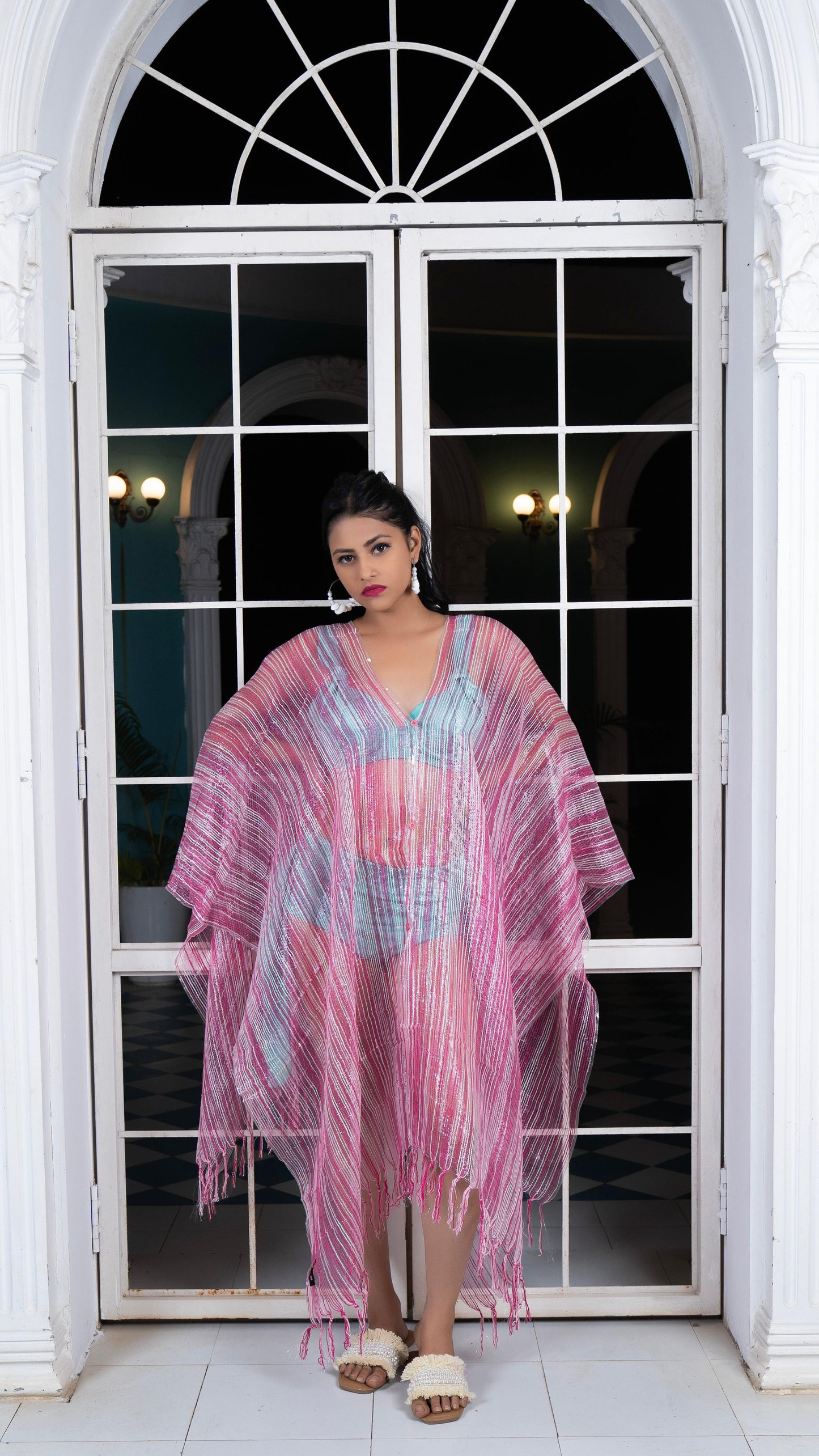 Noroke Silk Pink Pop Silk Beachwear Cover Up | Swadesiicart