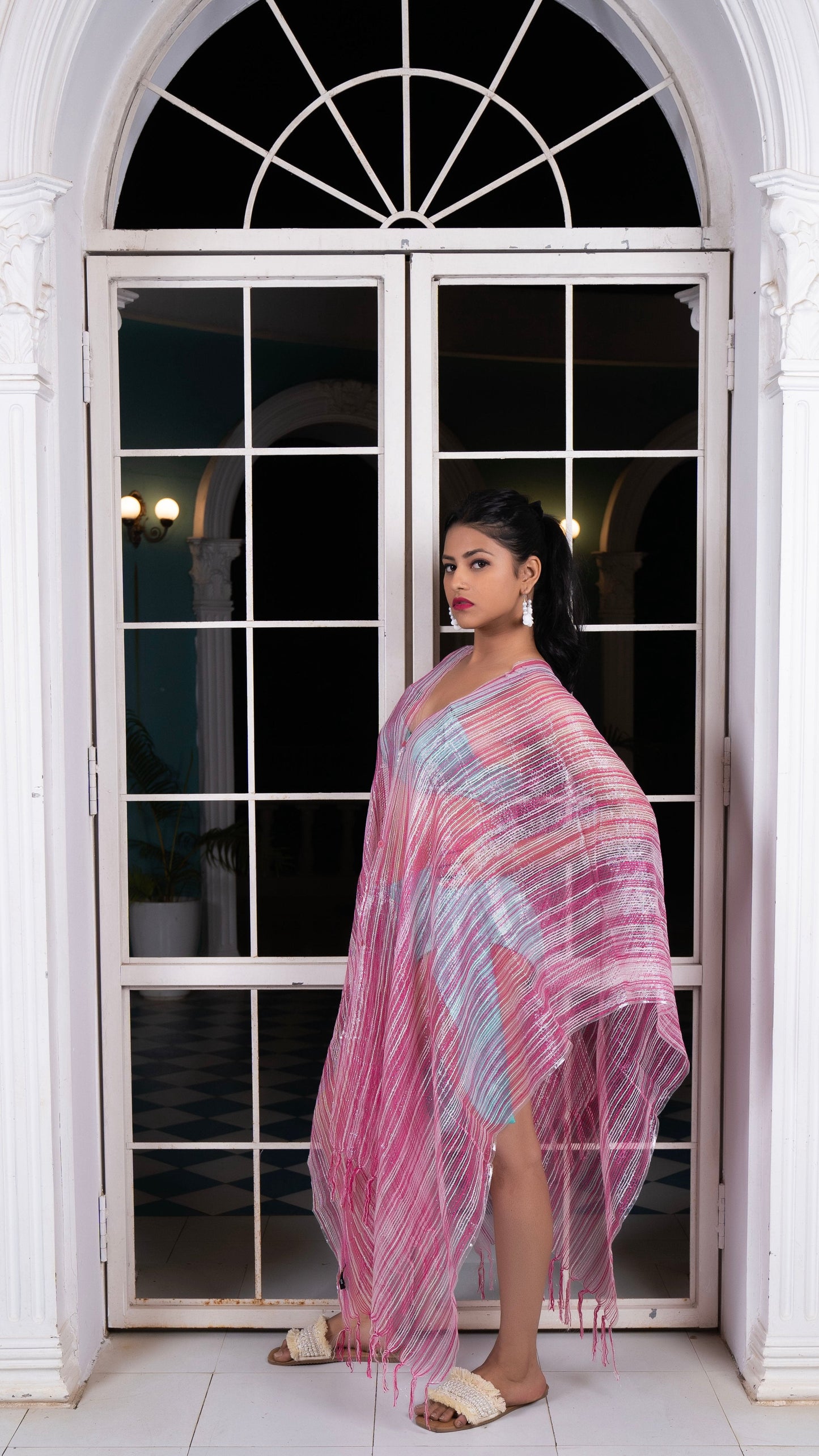 Noroke Silk Pink Pop Silk Beachwear Cover Up | Swadesiicart