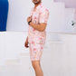 Noroke Linen White Floral Co-ord Set Men - Swadesiicart
