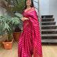Vamika Weaving Banarasi Jacquard Pink Kanjivaram Saree | Swadesiicart