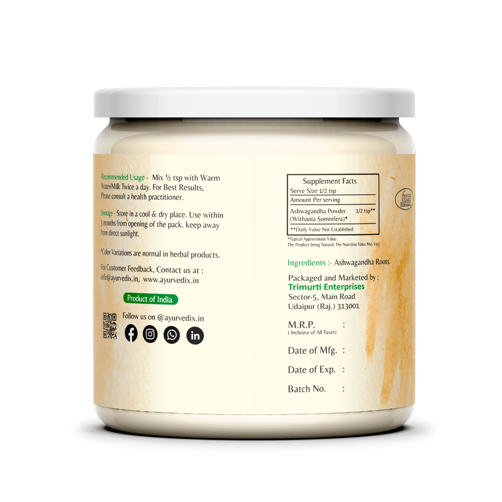 Ayurvedix Organic Ashwagandha Powder - Swadesiicart