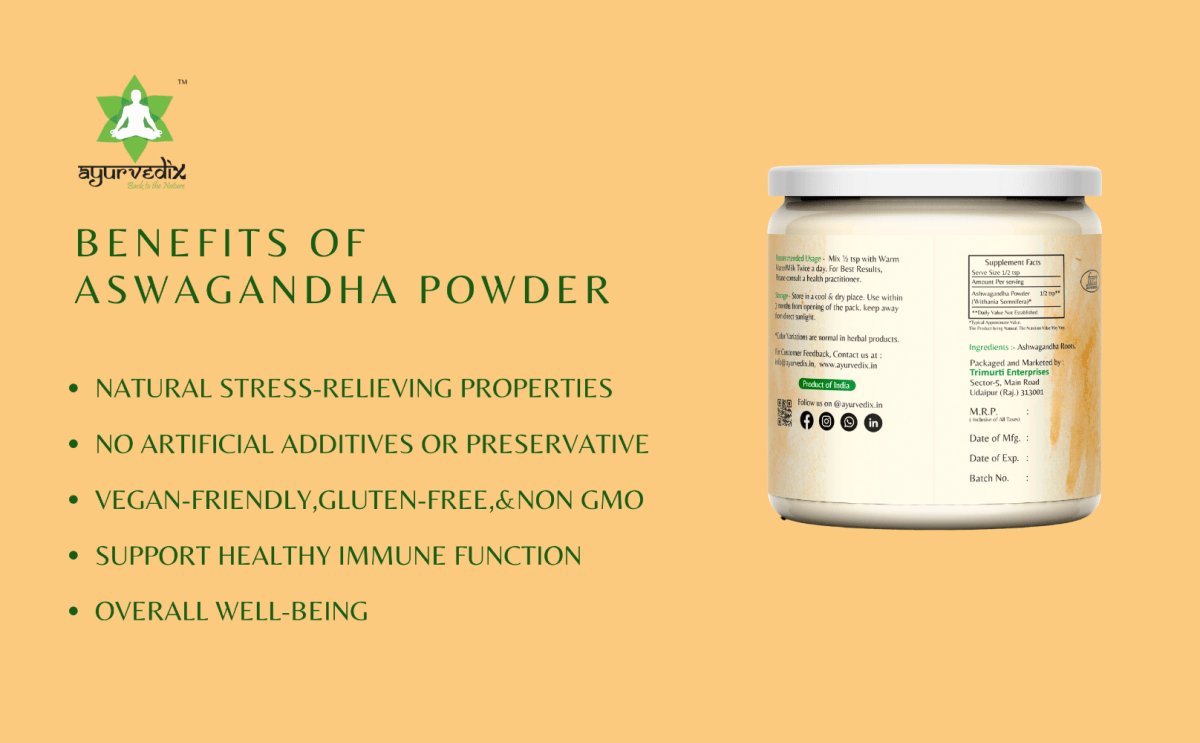 Ayurvedix Organic Ashwagandha Powder - Swadesiicart