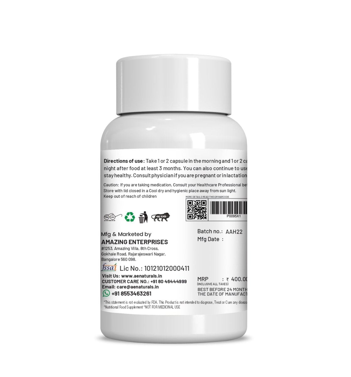 Ae Naturals Ashwagandha Capsules - Swadesiicart