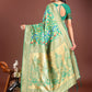 Shree Shyam Fashion Majestic Green Silk Saree with Gold Zari & Floral Design - Perfect for Festive & Traditional Occasions