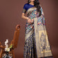 Shree Shyam Fashion Majestic Navy Blue Silk Saree with Gold Zari & Floral Design - Perfect for Festive & Traditional Occasions