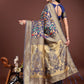 Shree Shyam Fashion Majestic Navy Blue Silk Saree with Gold Zari & Floral Design - Perfect for Festive & Traditional Occasions