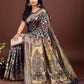 Shree Shyam Fashion Majestic Navy Blue Silk Saree with Gold Zari & Floral Design - Perfect for Festive & Traditional Occasions
