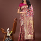 Shree Shyam Fashion Majestic Magenta Silk Saree with Gold Zari & Floral Design - Perfect for Festive & Traditional Occasions
