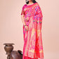 Shree Shyam Fashion Majestic Pink Silk Saree with Gold Zari & Floral Design - Perfect for Festive & Traditional Occasions