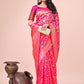 Shree Shyam Fashion Majestic Pink Silk Saree with Gold Zari & Floral Design - Perfect for Festive & Traditional Occasions