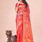 Shree Shyam Fashion Majestic Red Silk Saree with Gold Zari & Floral Design - Perfect for Festive & Traditional Occasions