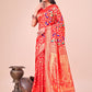 Shree Shyam Fashion Majestic Red Silk Saree with Gold Zari & Floral Design - Perfect for Festive & Traditional Occasions