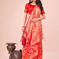 Shree Shyam Fashion Majestic Red Silk Saree with Gold Zari & Floral Design - Perfect for Festive & Traditional Occasions