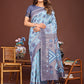 Shree Shyam Fashion Grace in Every Thread: Sky Blue Patola Linen Cotton Saree Woven with Cultural Elegance