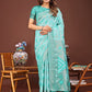 Shree Shyam Fashion Grace in Every Thread: Sea green Patola Linen Cotton Saree Woven with Cultural Elegance