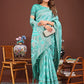 Shree Shyam Fashion Grace in Every Thread: Sea green Patola Linen Cotton Saree Woven with Cultural Elegance