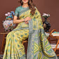 Shree Shyam Fashion Grace in Every Thread: Yellow Patola Linen Cotton Saree Woven with Cultural Elegance