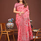 Shree Shyam Fashion Grace in Every Thread: Peach Patola Linen Cotton Saree Woven with Cultural Elegance