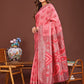 Shree Shyam Fashion Grace in Every Thread: Peach Patola Linen Cotton Saree Woven with Cultural Elegance