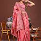 Shree Shyam Fashion Grace in Every Thread: Peach Patola Linen Cotton Saree Woven with Cultural Elegance