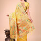 Shree Shyam Fashion Yellow Linen Saree with Multicolor Weaving & Zari Pallu - Elegant & Lightweight for Everyday Grace