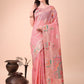 Shree Shyam Fashion Pink Linen Saree with Multicolor Weaving & Zari Pallu - Elegant & Lightweight for Everyday Grace