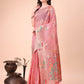 Shree Shyam Fashion Pink Linen Saree with Multicolor Weaving & Zari Pallu - Elegant & Lightweight for Everyday Grace