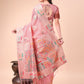 Shree Shyam Fashion Pink Linen Saree with Multicolor Weaving & Zari Pallu - Elegant & Lightweight for Everyday Grace