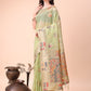 Shree Shyam Fashion Light Green Linen Saree with Multicolor Weaving & Zari Pallu - Elegant & Lightweight for Everyday Grace