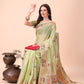 Shree Shyam Fashion Light Green Linen Saree with Multicolor Weaving & Zari Pallu - Elegant & Lightweight for Everyday Grace