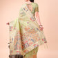 Shree Shyam Fashion Light Green Linen Saree with Multicolor Weaving & Zari Pallu - Elegant & Lightweight for Everyday Grace