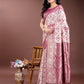 Shree Shyam Fashion Graceful Cream & Pink Linen Cotton Saree with Rich Zari Pallu - A Touch of Royal Comfort