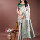 Shree Shyam Fashion Graceful Cream & Green Linen Cotton Saree with Rich Zari Pallu - A Touch of Royal Comfort