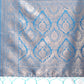 Shree Shyam Fashion Graceful Cream & Sky Blue Linen Cotton Saree with Rich Zari Pallu - A Touch of Royal Comfort