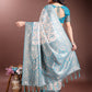 Shree Shyam Fashion Graceful Cream & Sea Green Linen Cotton Saree with Rich Zari Pallu - A Touch of Royal Comfort