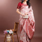 Shree Shyam Fashion Graceful Cream & Red Linen Cotton Saree with Rich Zari Pallu - A Touch of Royal Comfort