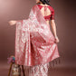 Shree Shyam Fashion Graceful Cream & Red Linen Cotton Saree with Rich Zari Pallu - A Touch of Royal Comfort