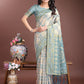 Shree Shyam Fashion Graceful Beige & Sea Green Linen Cotton Saree - Lightweight Elegance for Modern Women
