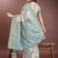 Shree Shyam Fashion Graceful Beige & Sea Green Linen Cotton Saree - Lightweight Elegance for Modern Women