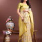 Shree Shyam Fashion Graceful Beige & Yellow Linen Cotton Saree - Lightweight Elegance for Modern Women