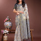 Shree Shyam Fashion Graceful Beige & Grey Linen Cotton Saree - Lightweight Elegance for Modern Women