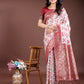 Shree Shyam Fashion Maroon Linen Cotton Woven Zari Work Traditional Tassel Saree