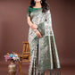 Shree Shyam Fashion Green Linen Cotton Woven Zari Work Traditional Tassel Saree